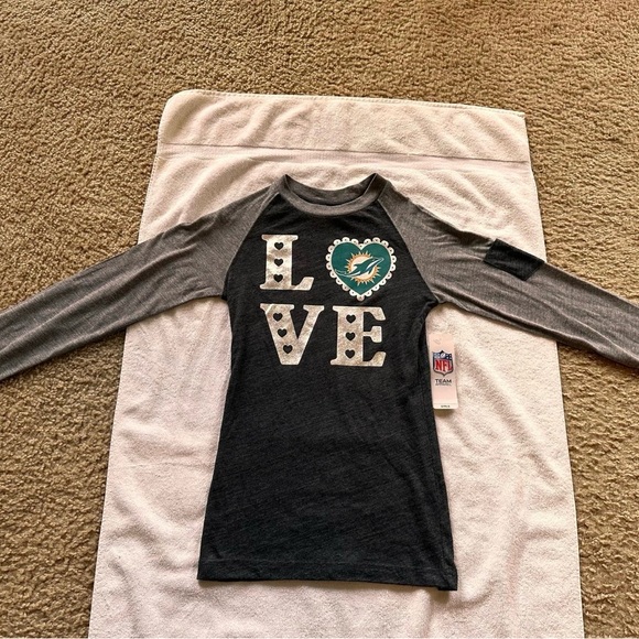 NFL Kids Dolphins Black and Gray Long Sleeve Tee - Picture 1 of 7